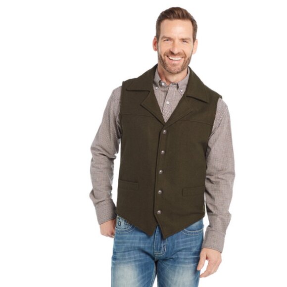 Clipper Creek Men's Concealed Carry Wool Melton‎ Snap Front Collared Vest  NWOT - Picture 1 of 14